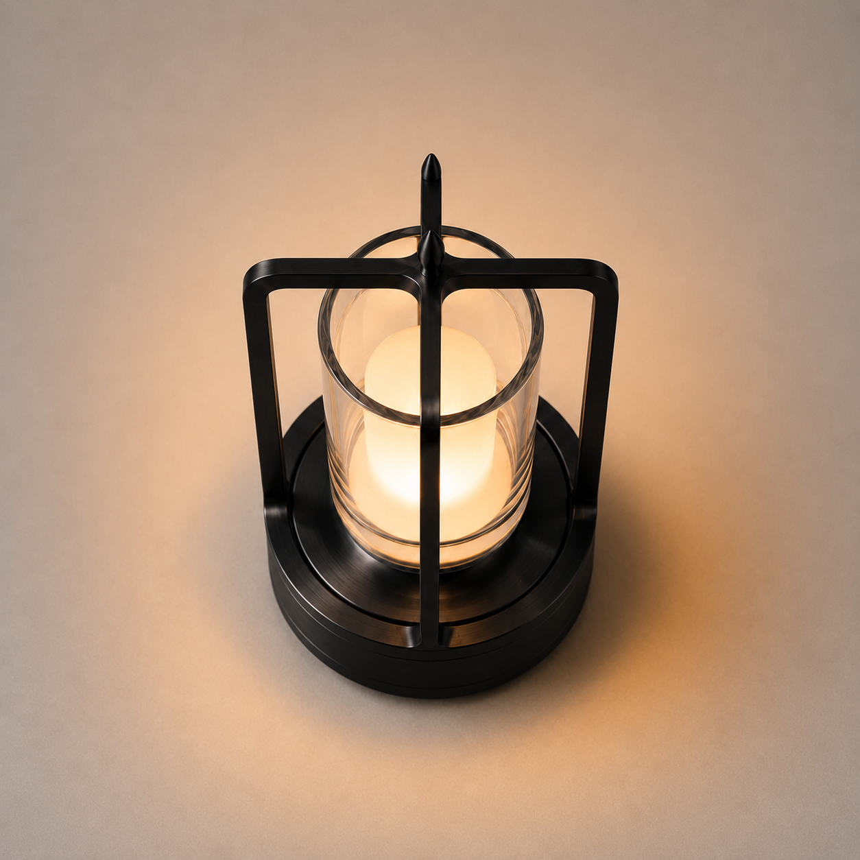 Vaelus Cylinder Lantern | Industrial Glass Accent Light