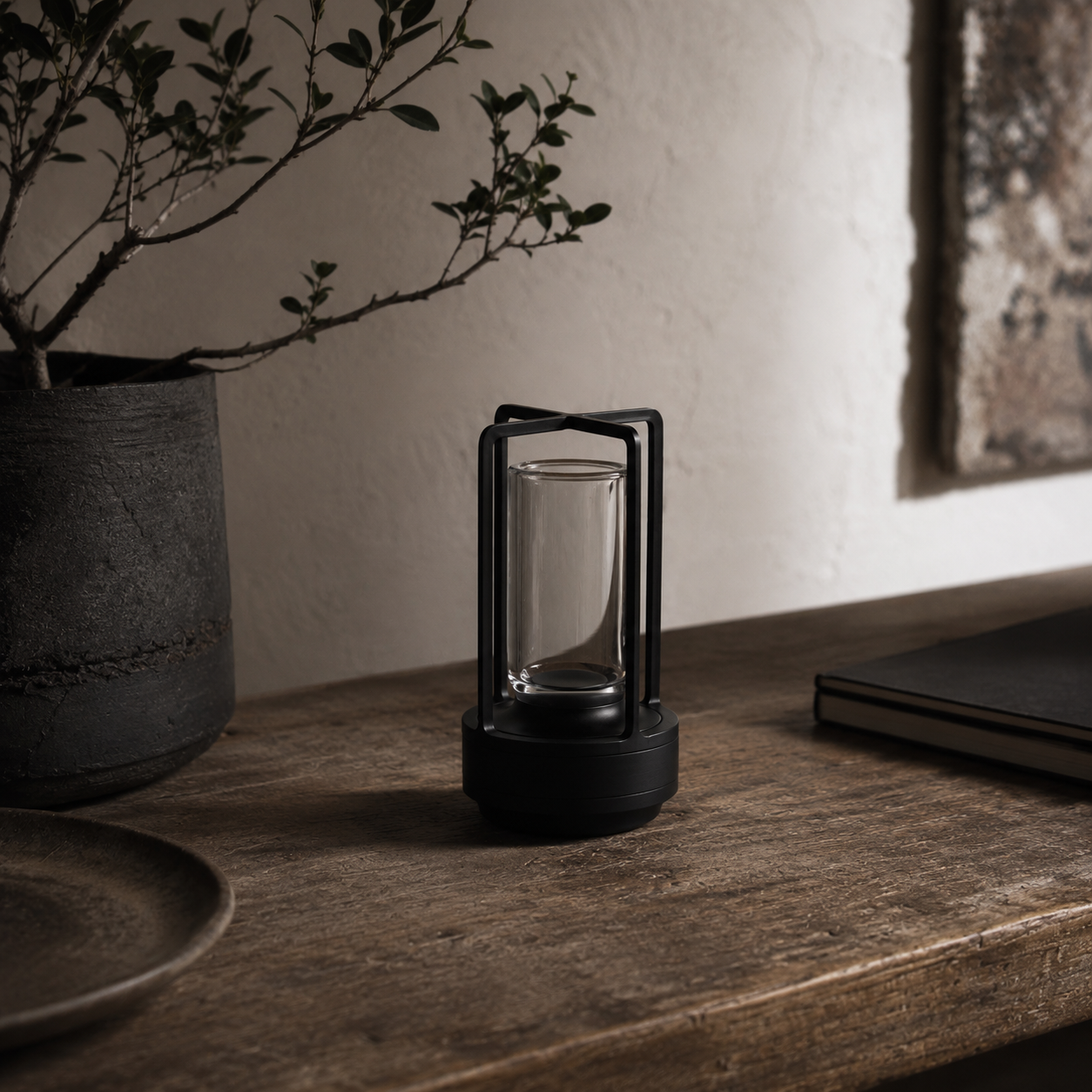 Vaelus Cylinder Lantern | Industrial Glass Accent Light