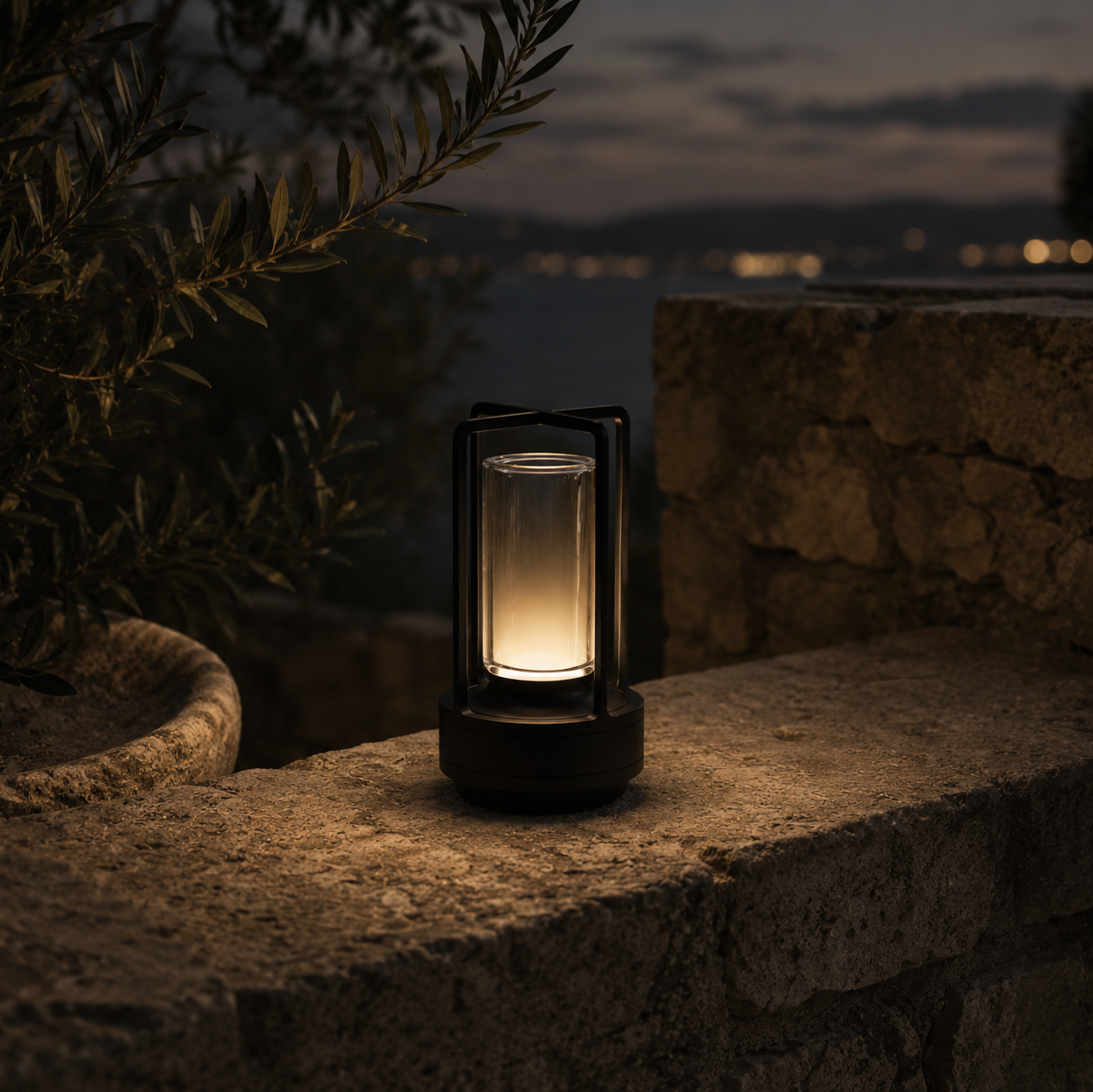 Vaelus Cylinder Lantern | Industrial Glass Accent Light